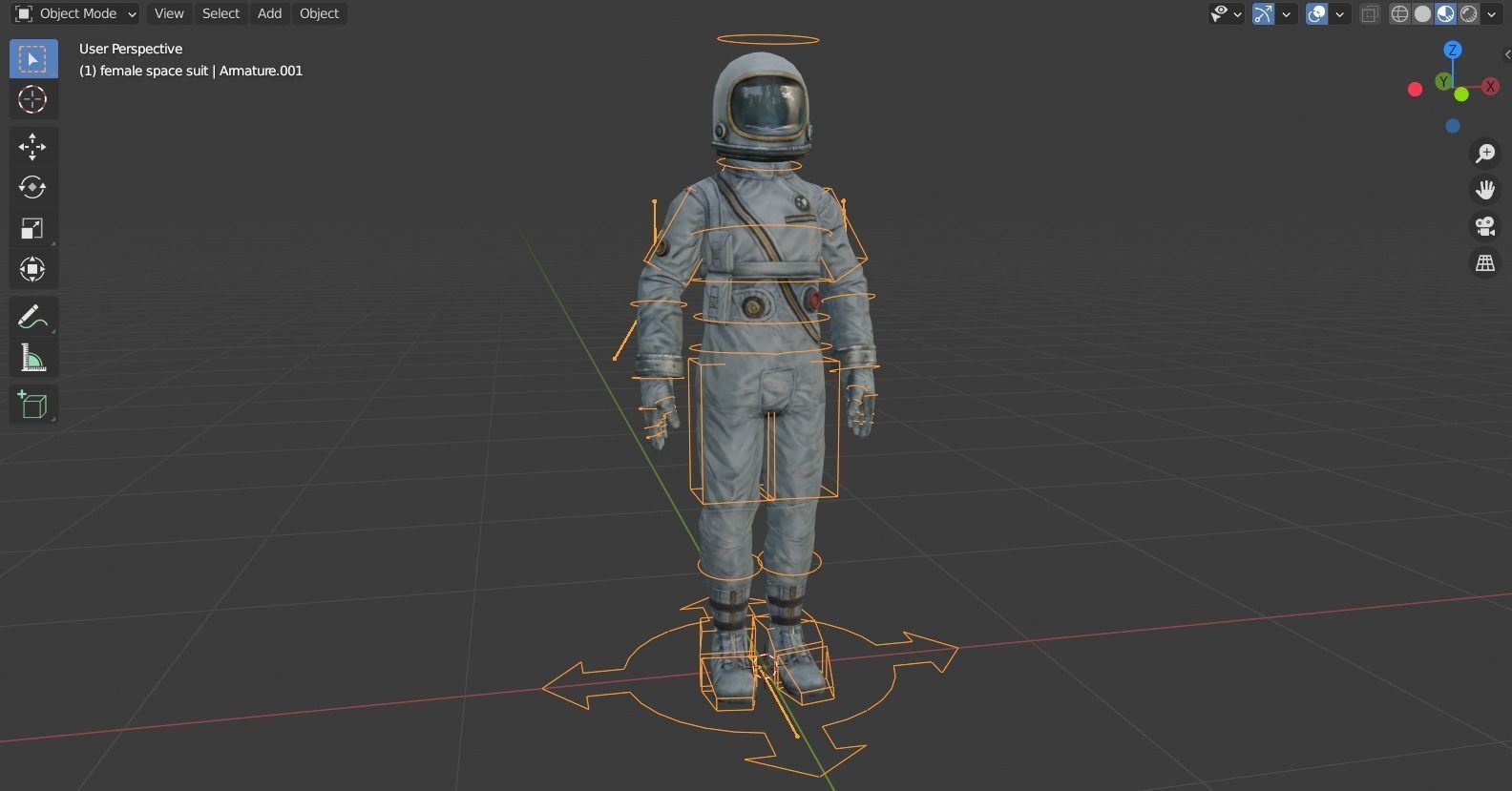 Male and female Space suit rigged Low-poly 3D model_6