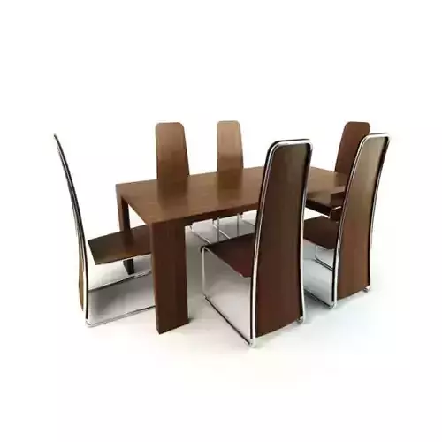 Modern Wooden Dinning Room Set With Six Chairs