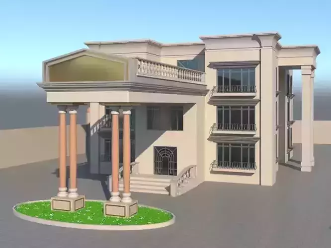 Castle house with columns 3D model