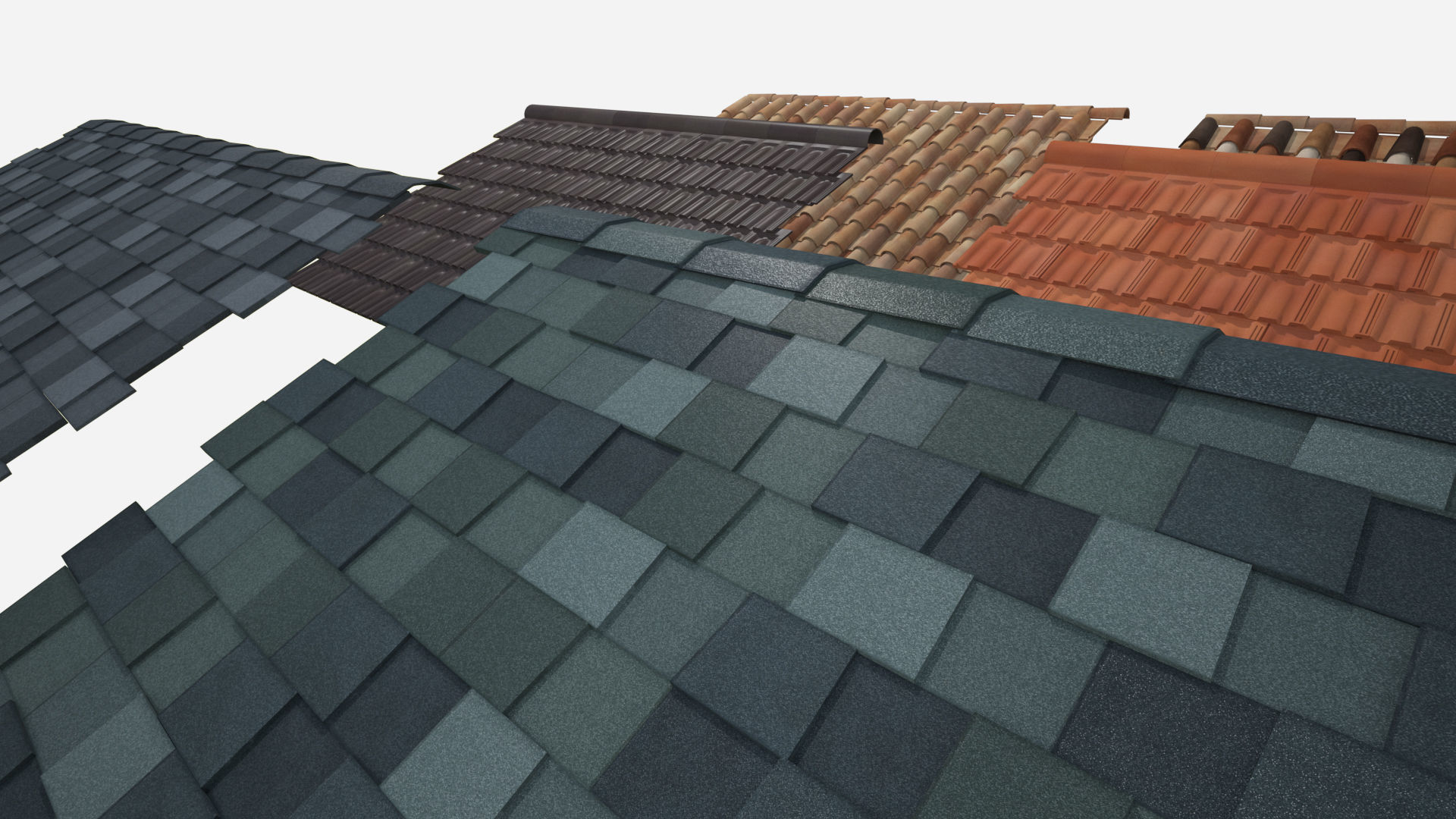 Roof Shingles pack 6 different types around the wolrd Low-poly 3D model_4