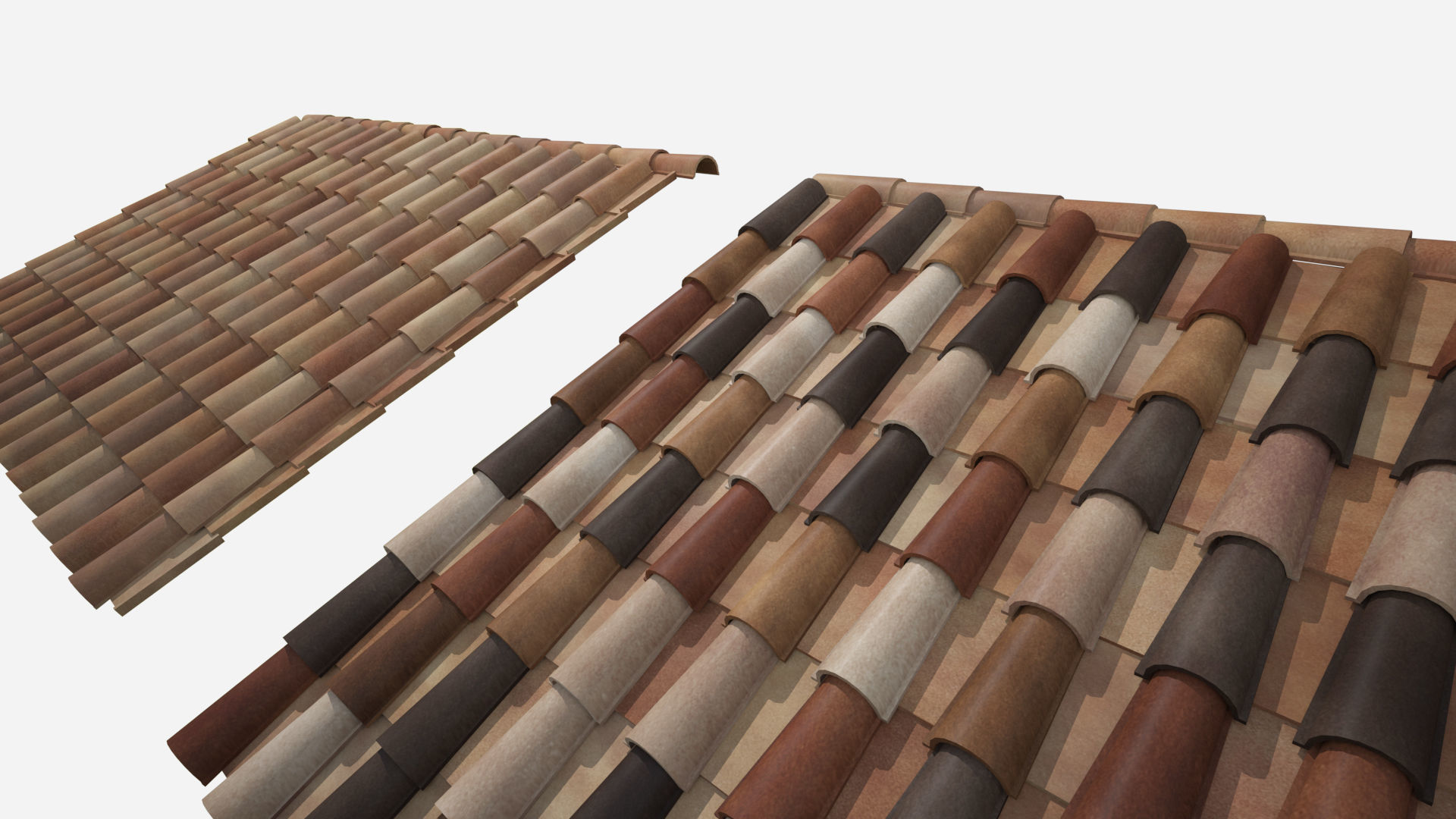 Roof Shingles pack 6 different types around the wolrd Low-poly 3D model_3