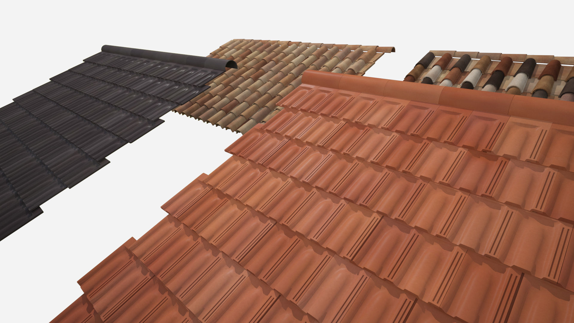 Roof Shingles pack 6 different types around the wolrd Low-poly 3D model_5