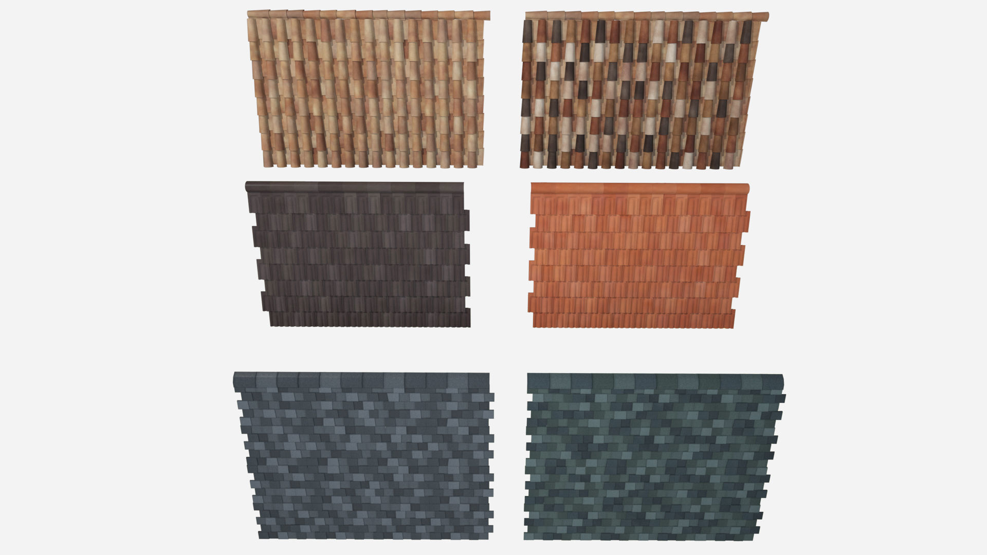 Roof Shingles pack 6 different types around the wolrd Low-poly 3D model_6