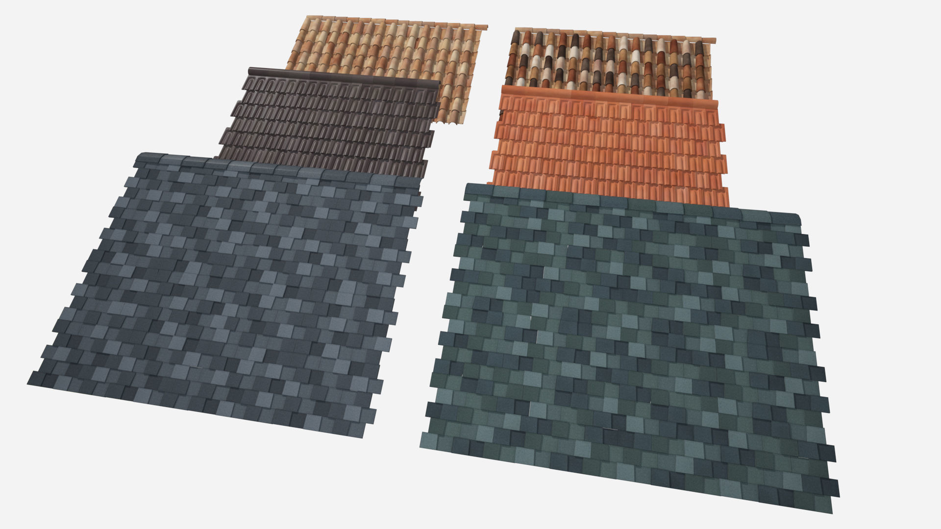Roof Shingles pack 6 different types around the wolrd Low-poly 3D model_2