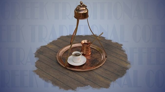 Traditional Greek - Turkish Coffee Low-Poly Low-poly 3D model