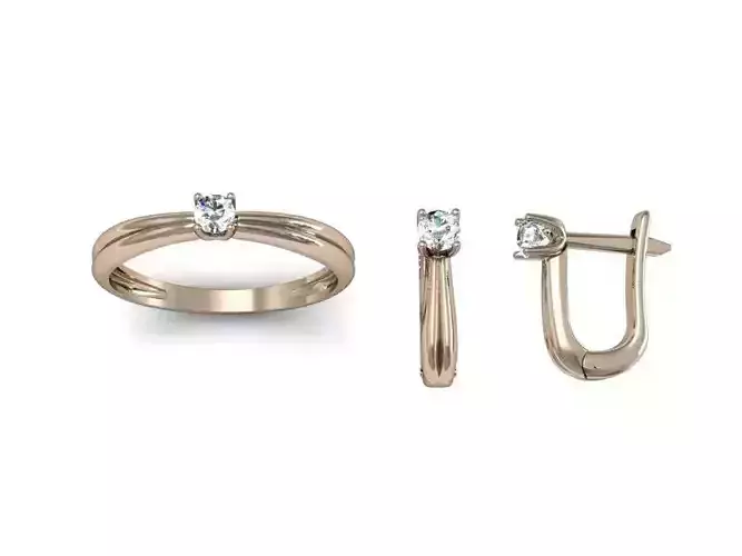 Set Ring and earring ready for 3d print