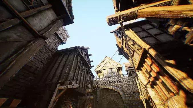 Medieval Town Street Environment Kit UE4 Low-poly 3D model 5