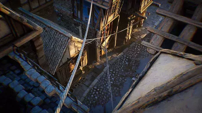 Medieval Town Street Environment Kit UE4 Low-poly 3D model 2