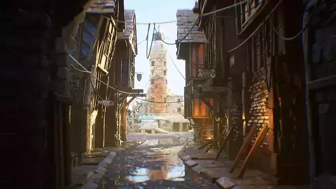 Medieval Town Street Environment Kit UE4 Low-poly 3D model