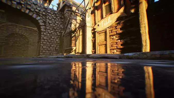 Medieval Town Street Environment Kit UE4 Low-poly 3D model 7