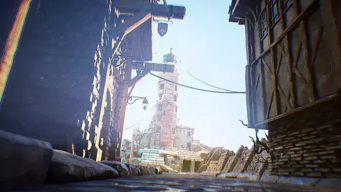 Medieval Town Street Environment Kit UE4 Low-poly 3D model 4