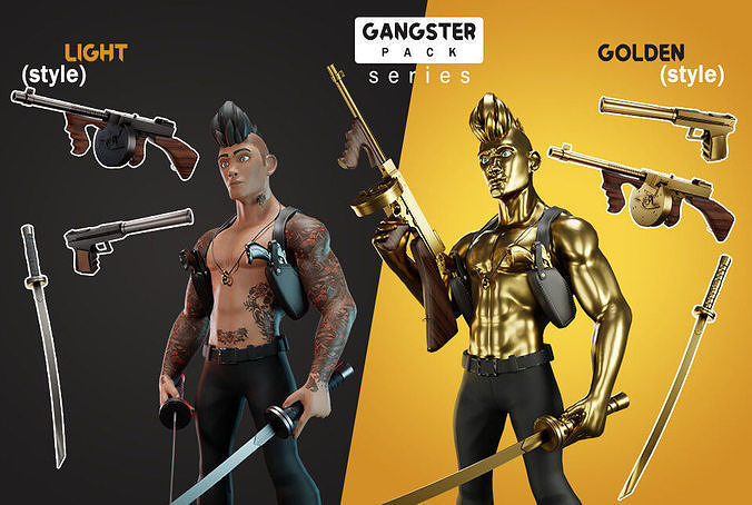 Stylized character pack Low-poly 3D model