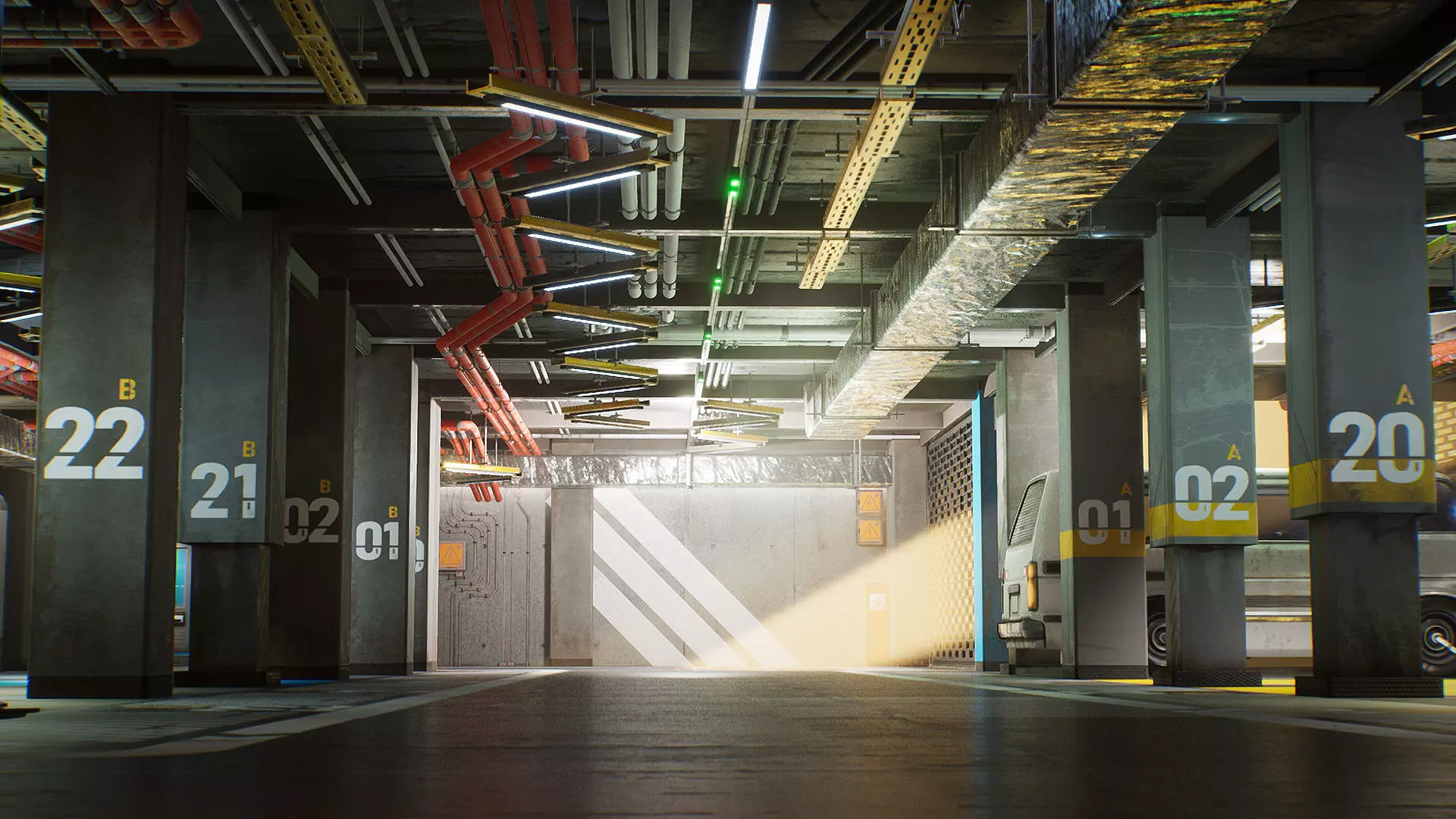 Parking Lot Environment Kit UE4 Low-poly 3D model_0