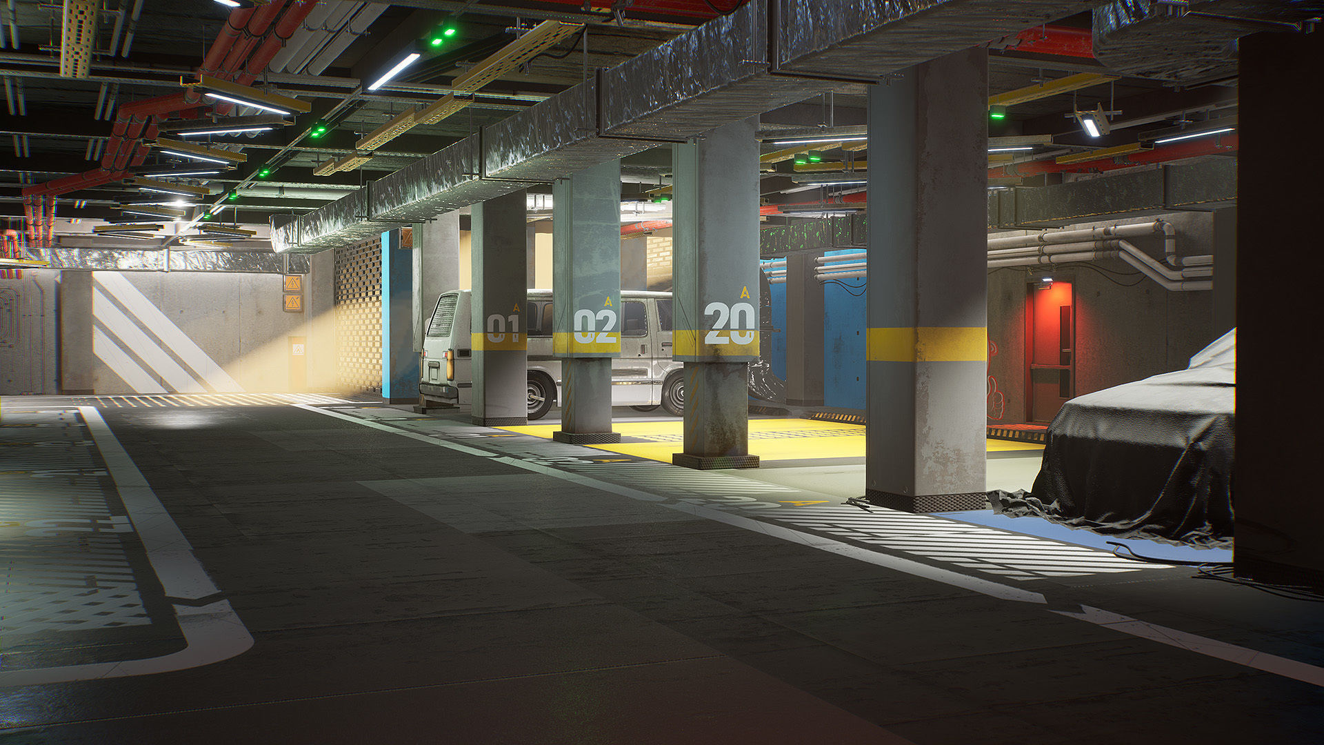 Parking Lot Environment Kit UE4 Low-poly 3D model_7
