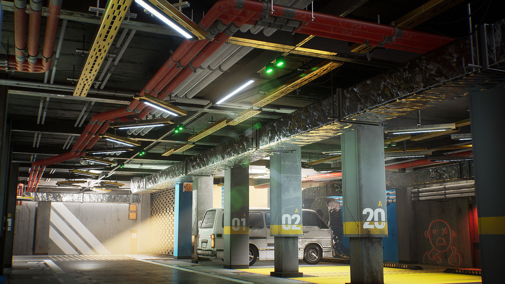 Parking Lot Environment Kit UE4 Low-poly 3D model_2