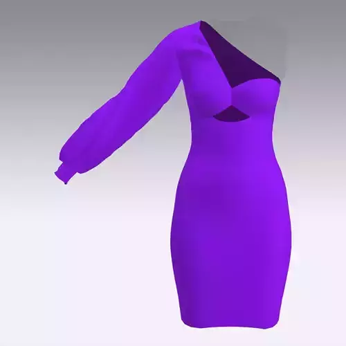 ONE SHOULDER  DRESS PURPLE