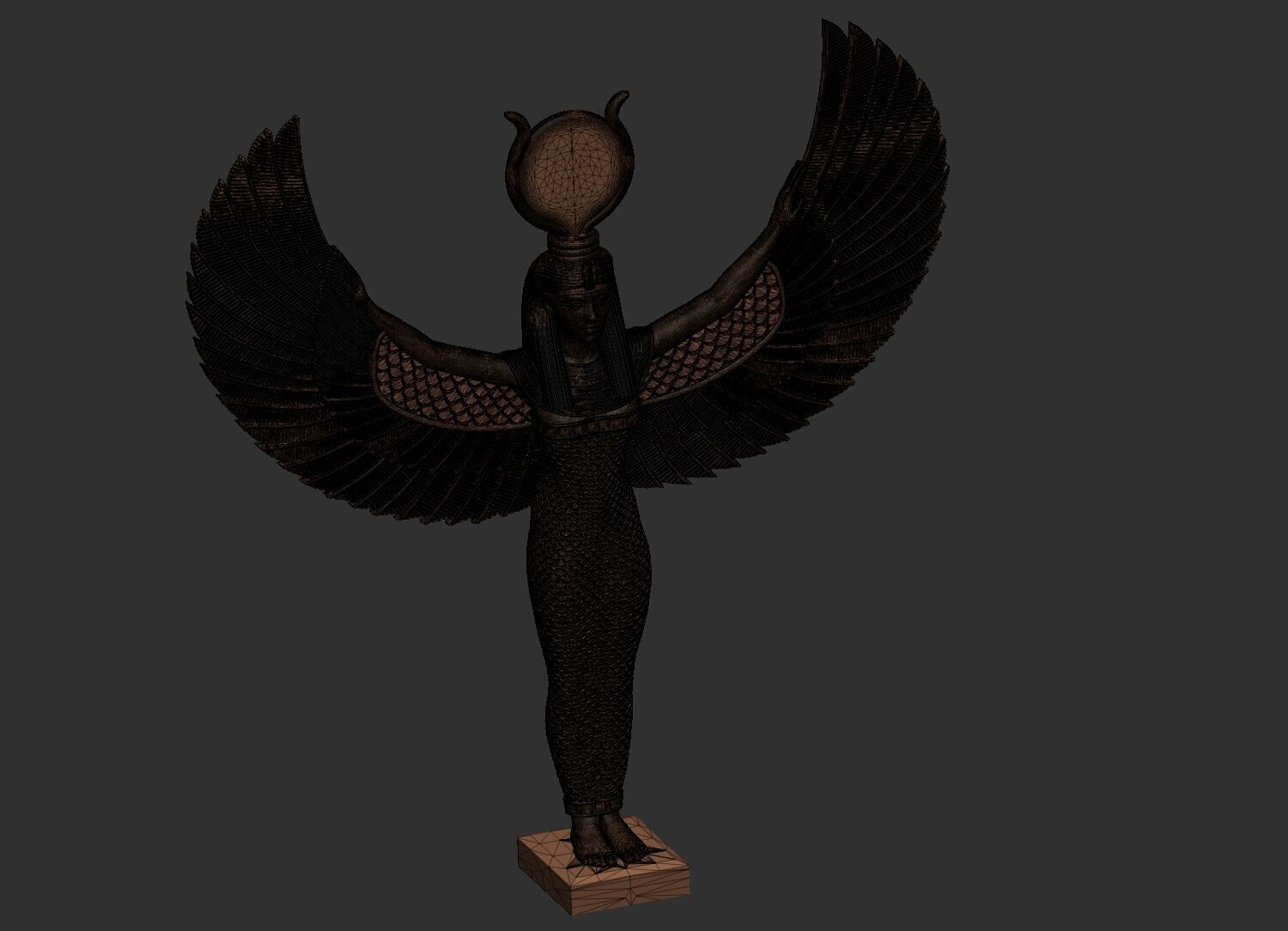 Egyptian Goddess Isis wings statue  3D Printable model 3D print model_10
