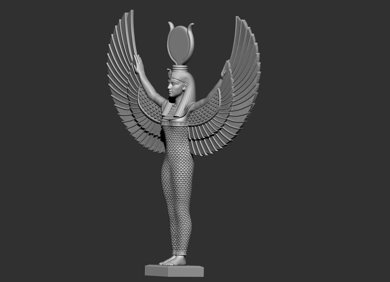 Egyptian Goddess Isis wings statue  3D Printable model 3D print model_1