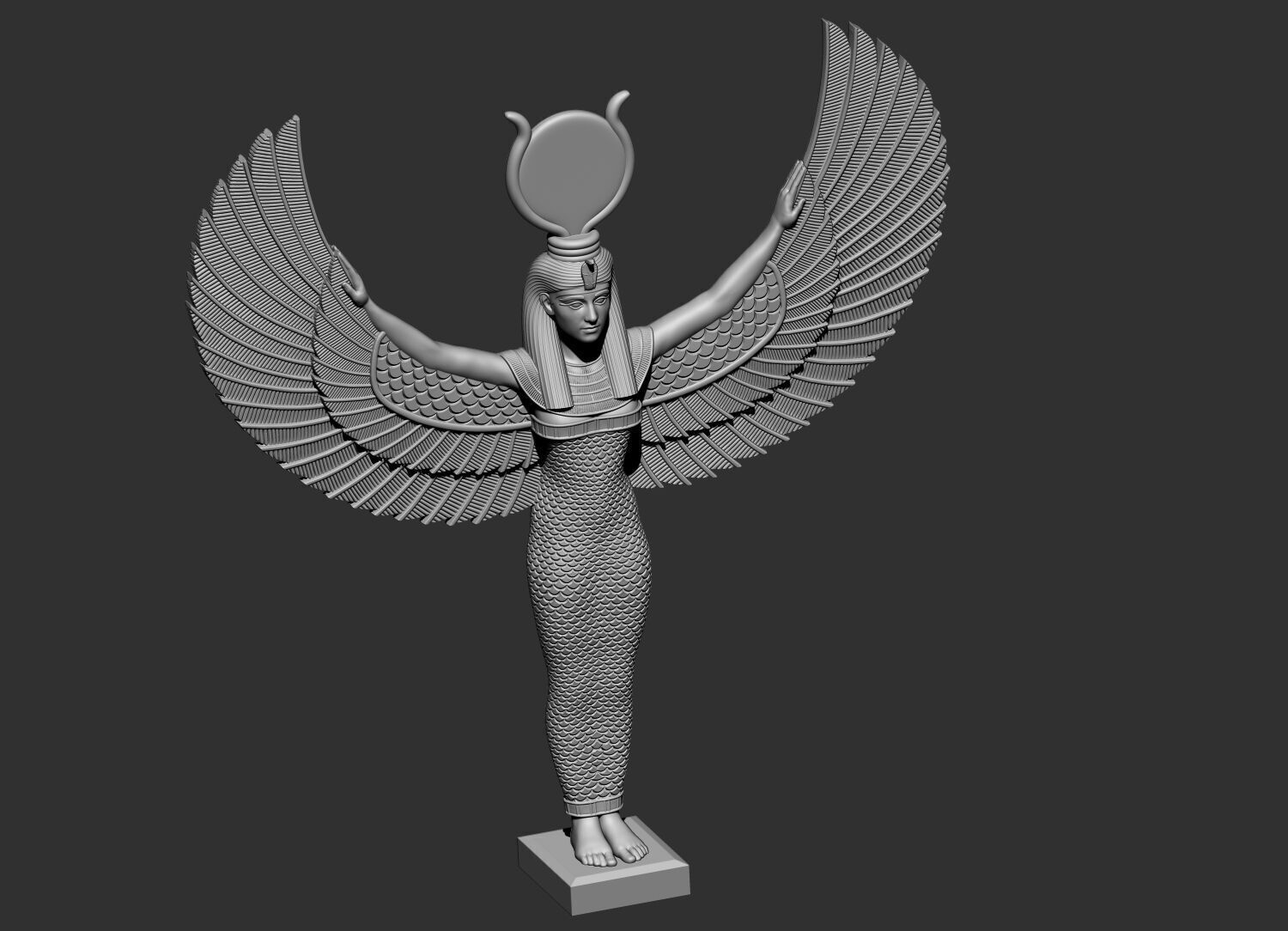 Egyptian Goddess Isis wings statue  3D Printable model 3D print model_7