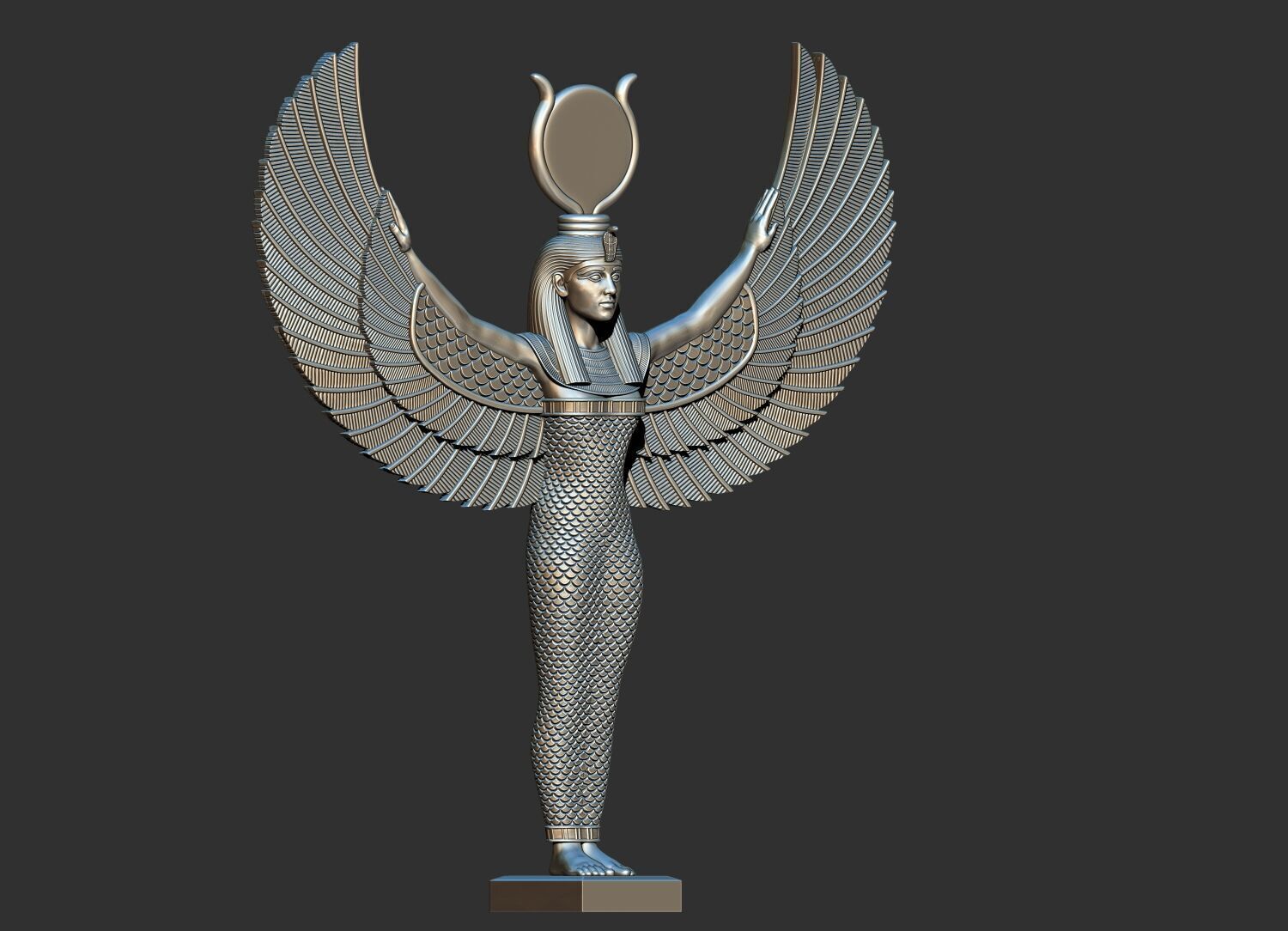 Egyptian Goddess Isis wings statue  3D Printable model 3D print model_4