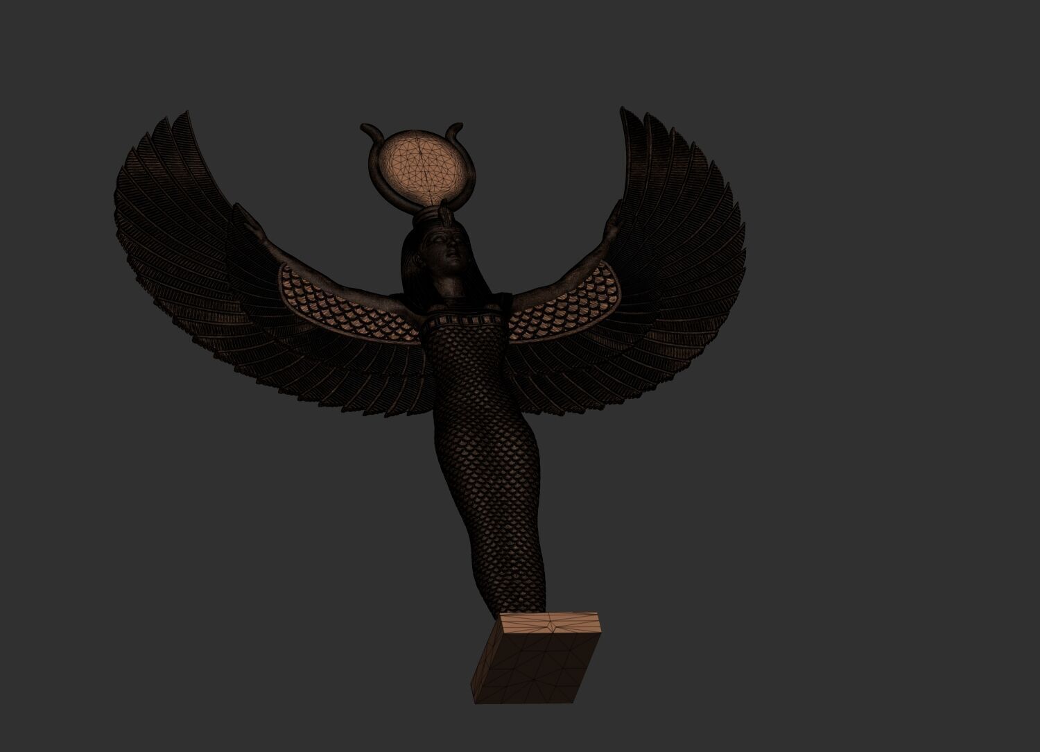 Egyptian Goddess Isis wings statue  3D Printable model 3D print model_9