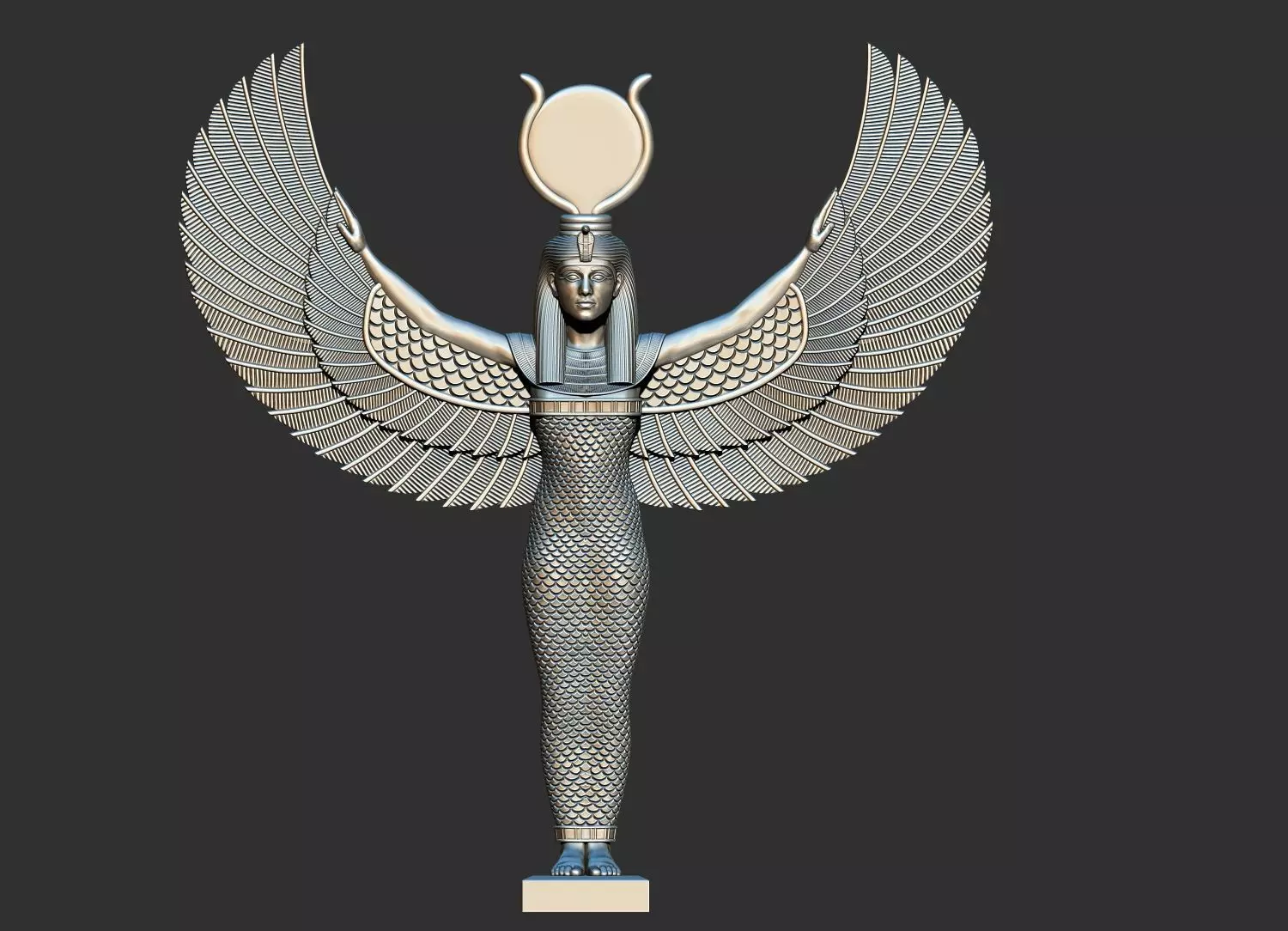 Egyptian Goddess Isis wings statue  3D Printable model 3D print model_0