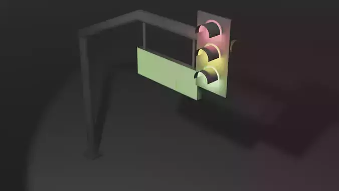 Lowpoly Streetlight traffic light with sign