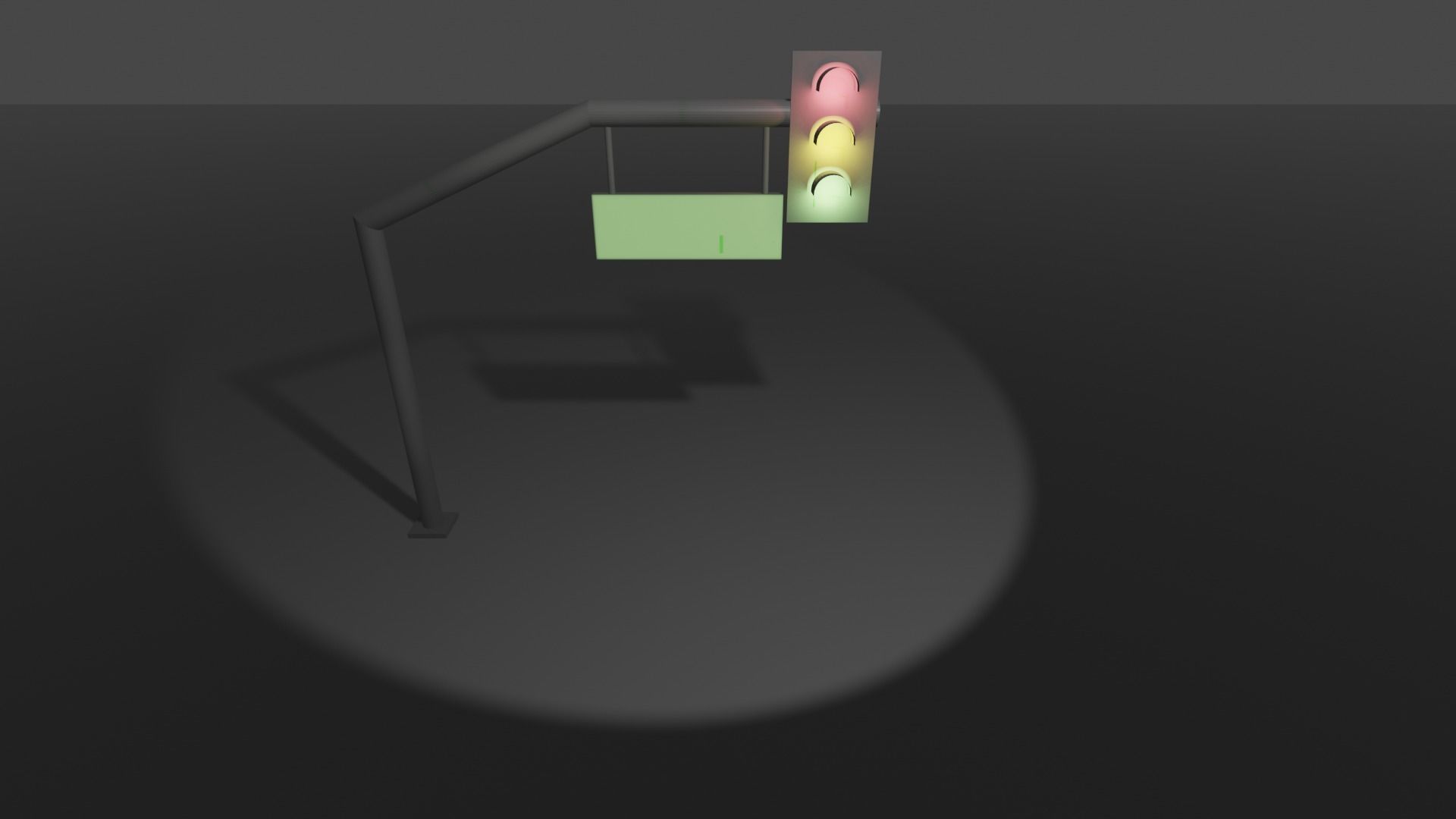 Lowpoly Streetlight traffic light with sign Free low-poly 3D model_1