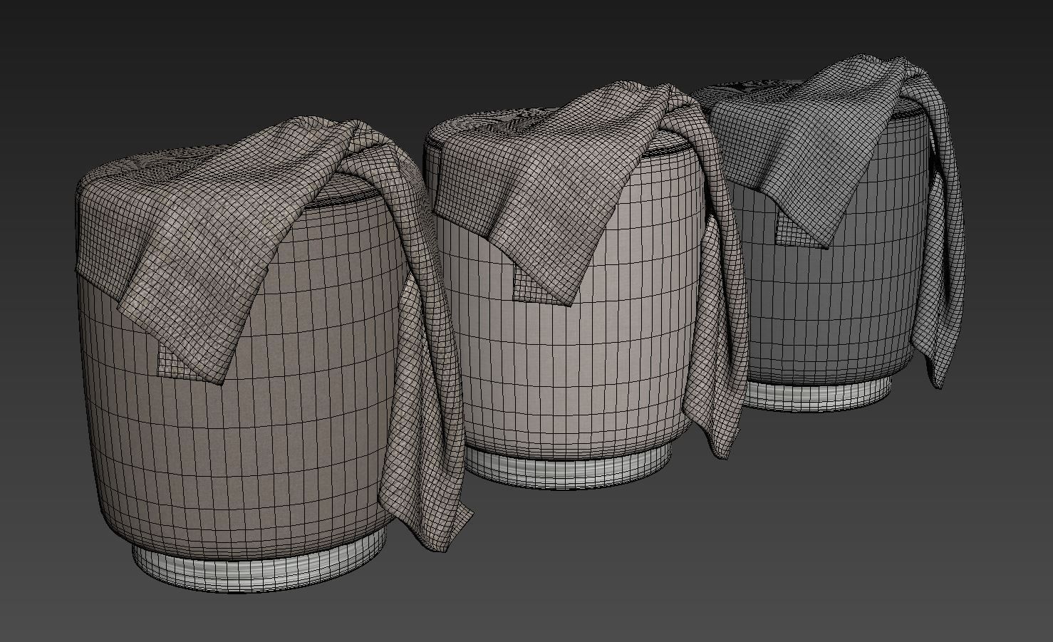 Opal gold and silver metall Ottoman 3D model_14