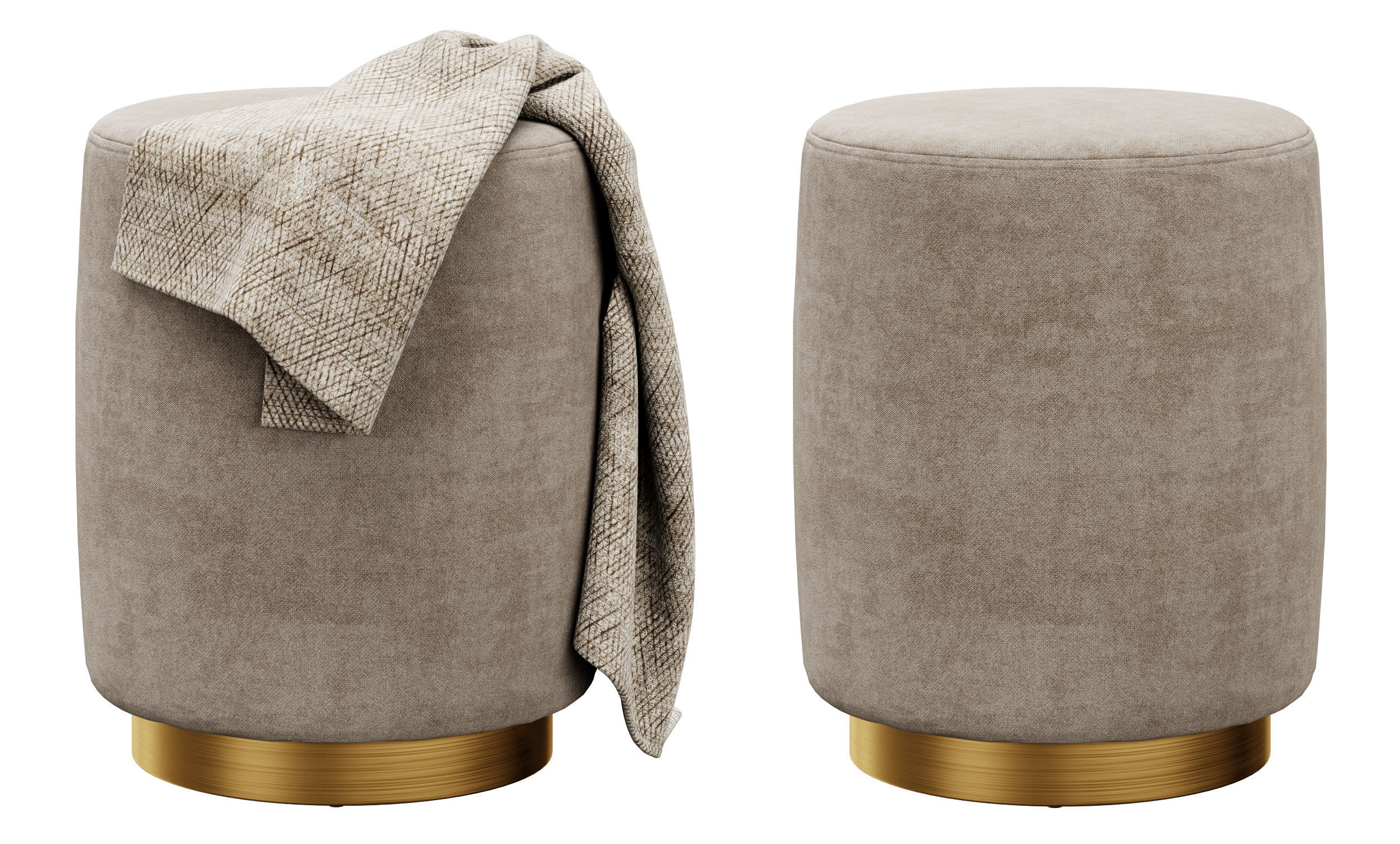 Opal gold and silver metall Ottoman 3D model_2