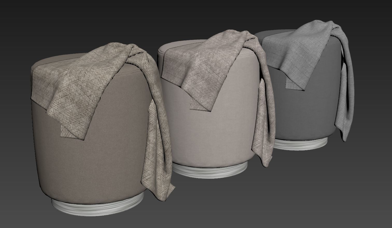 Opal gold and silver metall Ottoman 3D model_13