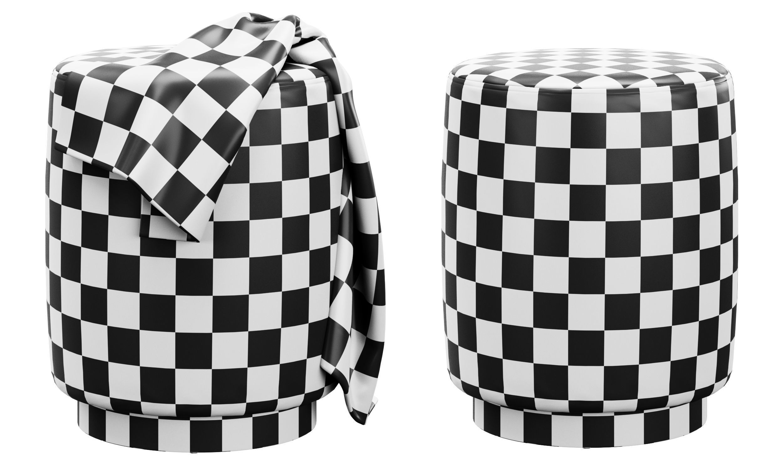 Opal gold and silver metall Ottoman 3D model_6