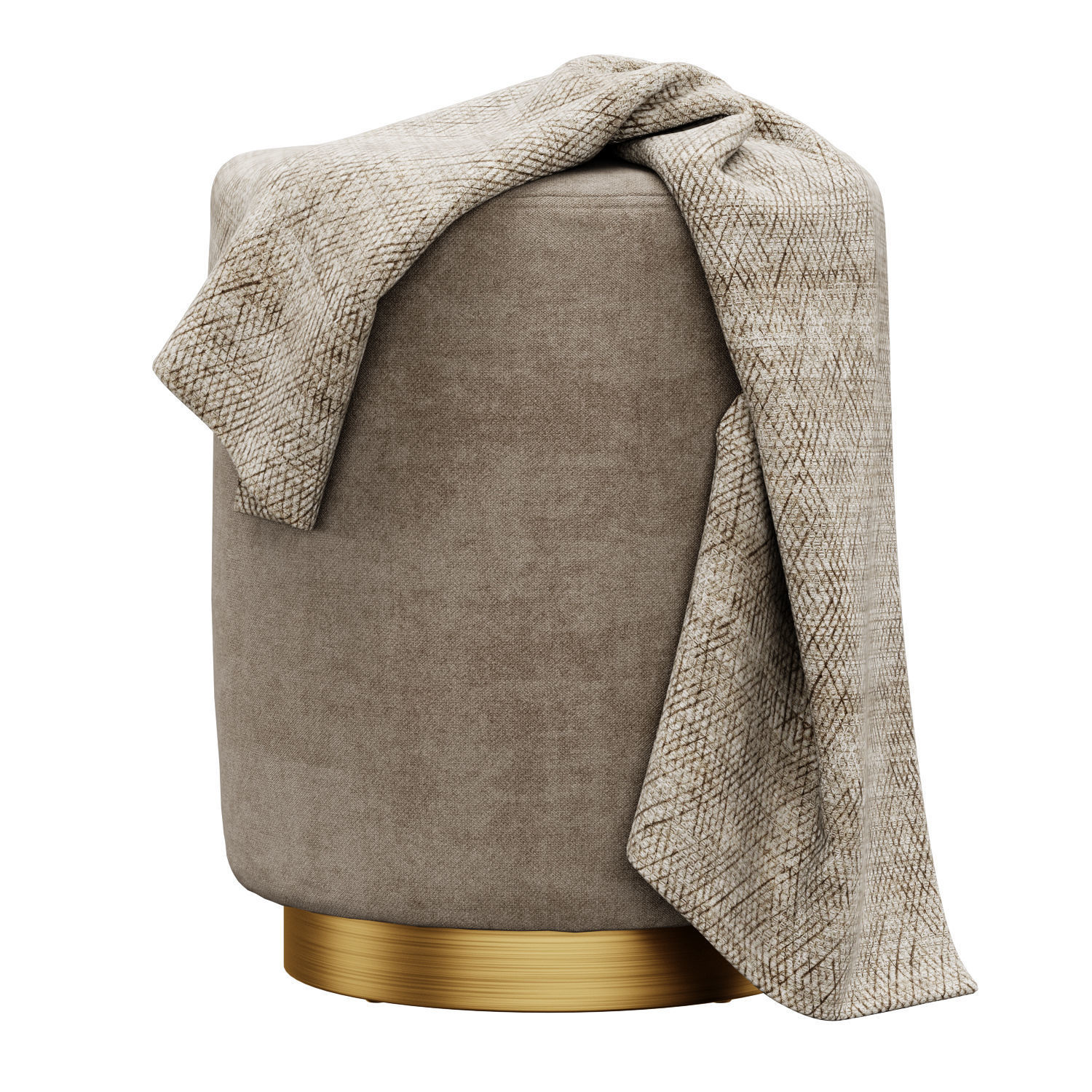 Opal gold and silver metall Ottoman 3D model_16