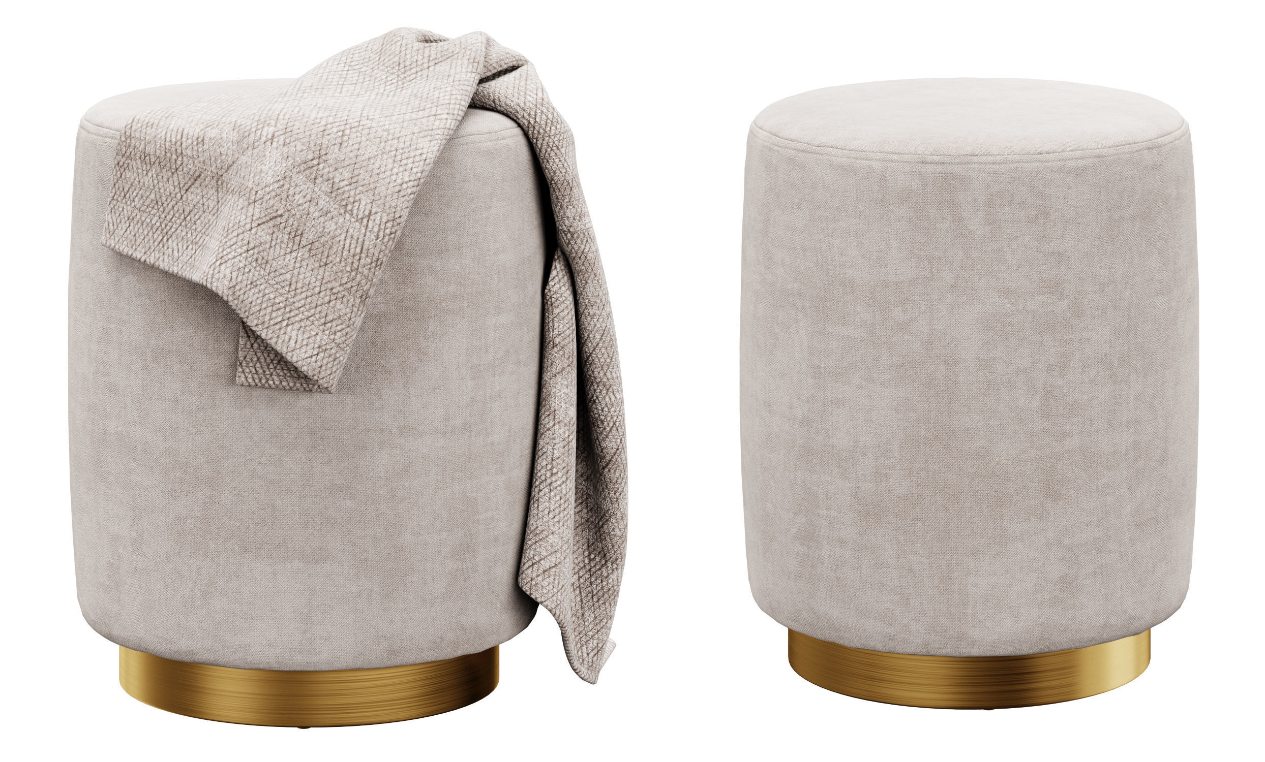 Opal gold and silver metall Ottoman 3D model_1