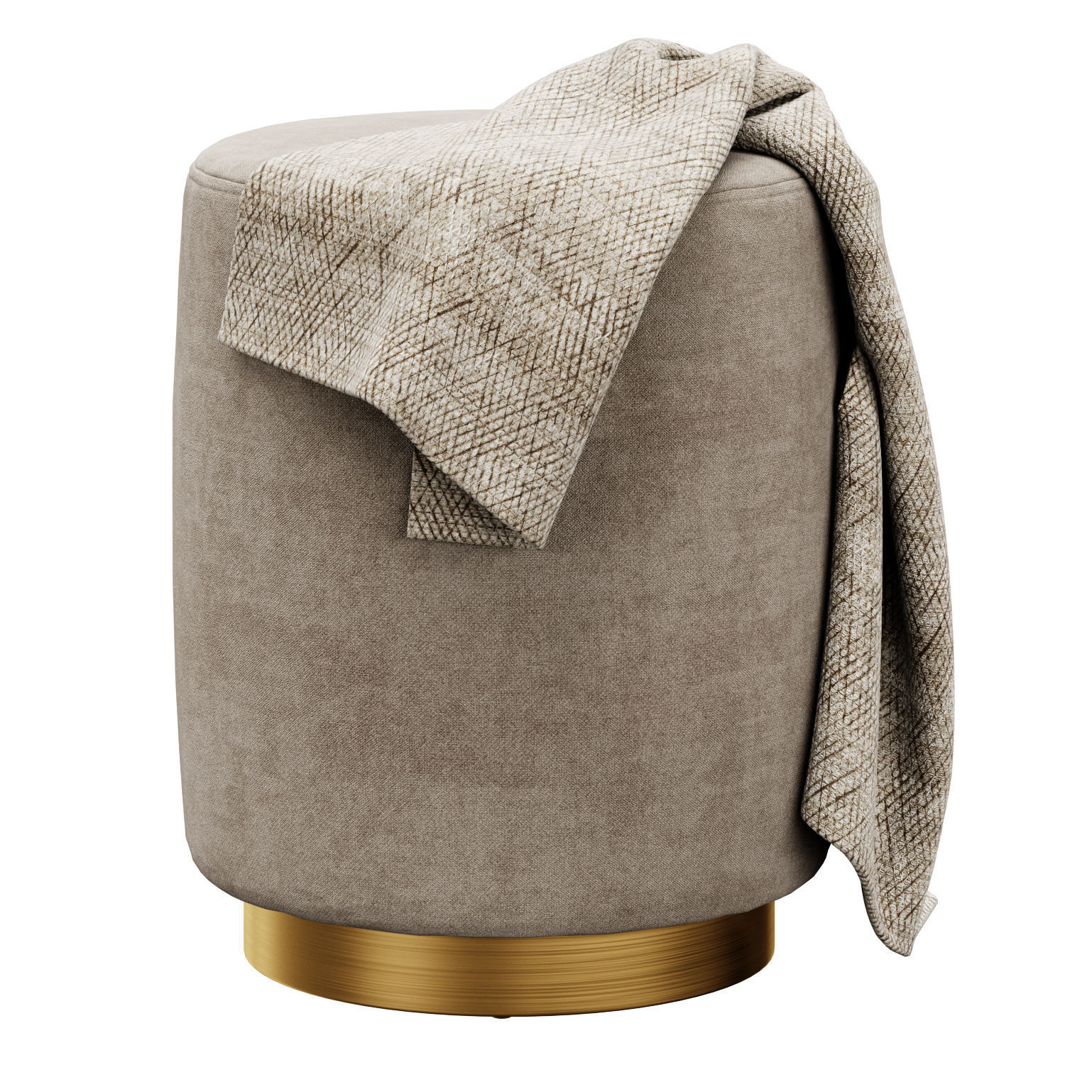 Opal gold and silver metall Ottoman 3D model_9