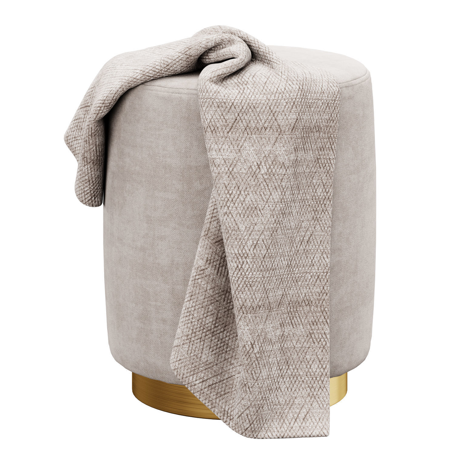 Opal gold and silver metall Ottoman 3D model_23