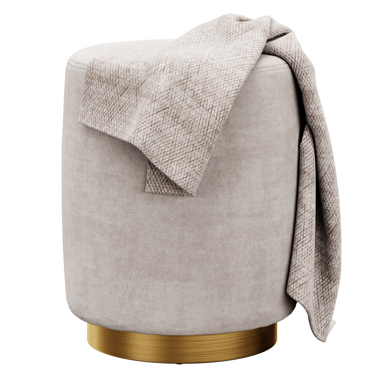 Opal gold and silver metall Ottoman 3D model_7