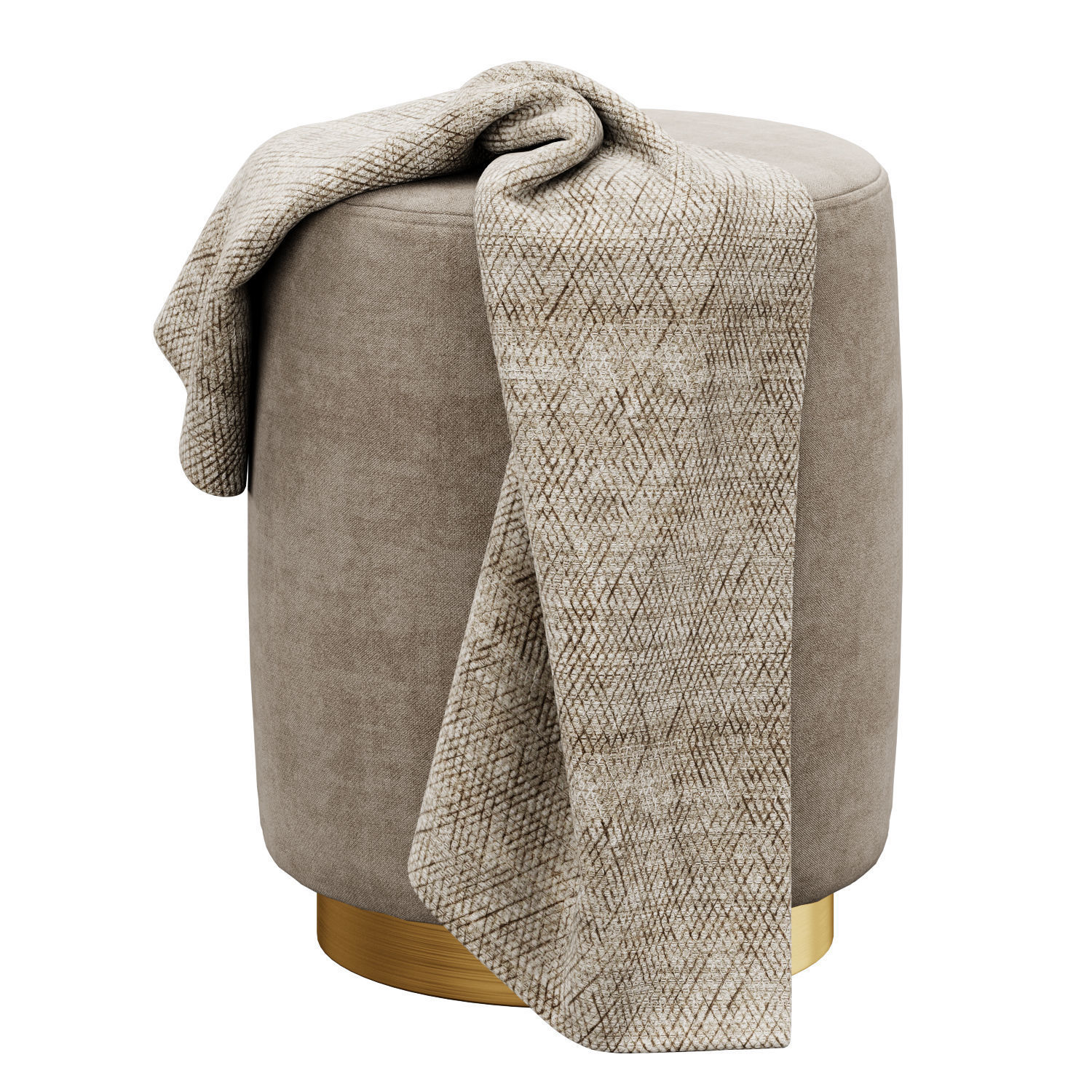 Opal gold and silver metall Ottoman 3D model_22