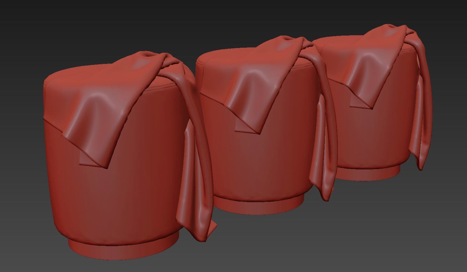 Opal gold and silver metall Ottoman 3D model_15