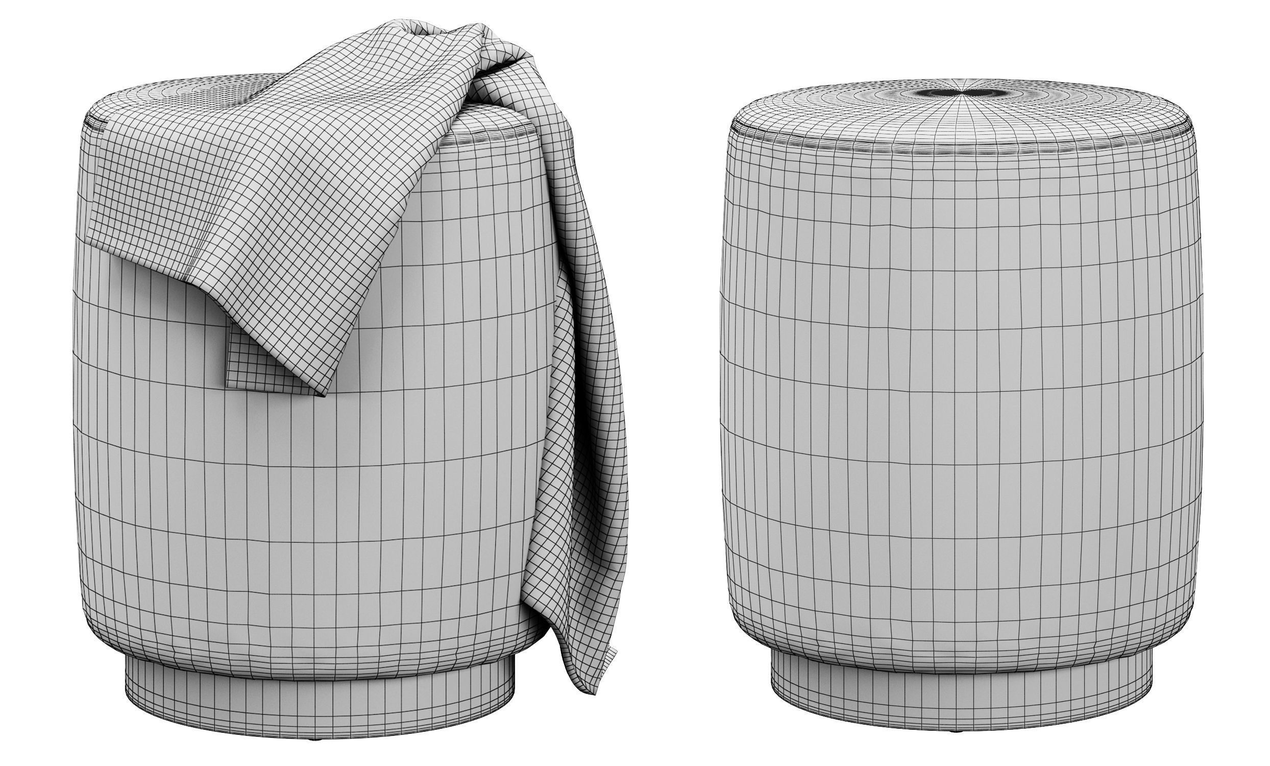 Opal gold and silver metall Ottoman 3D model_5