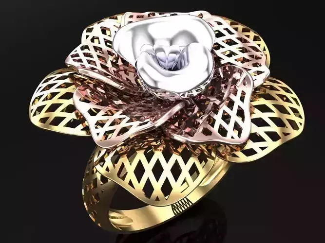  Mesh flower ring - Italian rings - Womens Rings - N6446