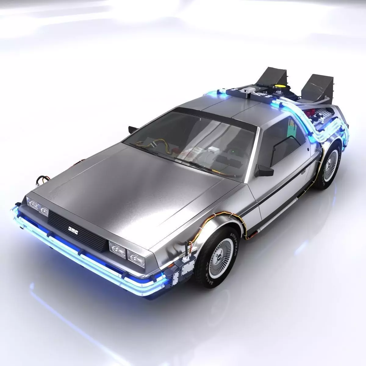 DeLorean Time Machine Low-poly 3D model_0