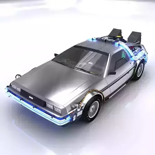 DeLorean Time Machine Low-poly 3D model