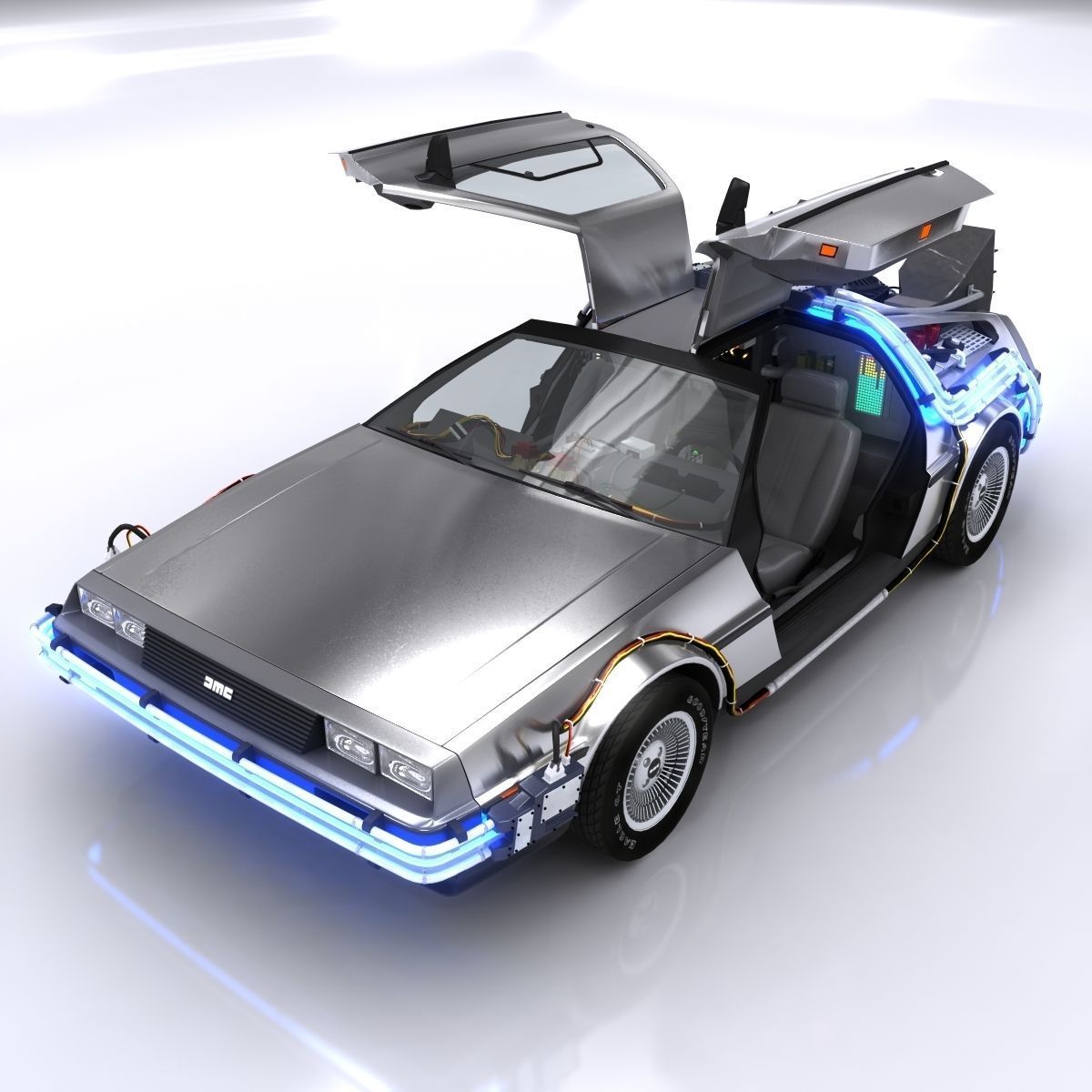 DeLorean Time Machine Low-poly 3D model_4
