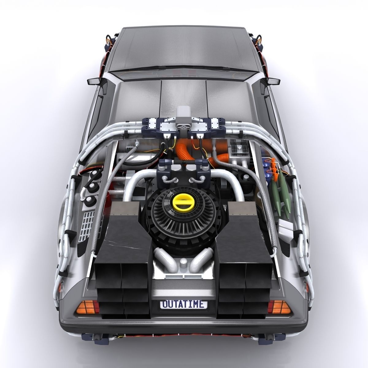 DeLorean Time Machine Low-poly 3D model_13