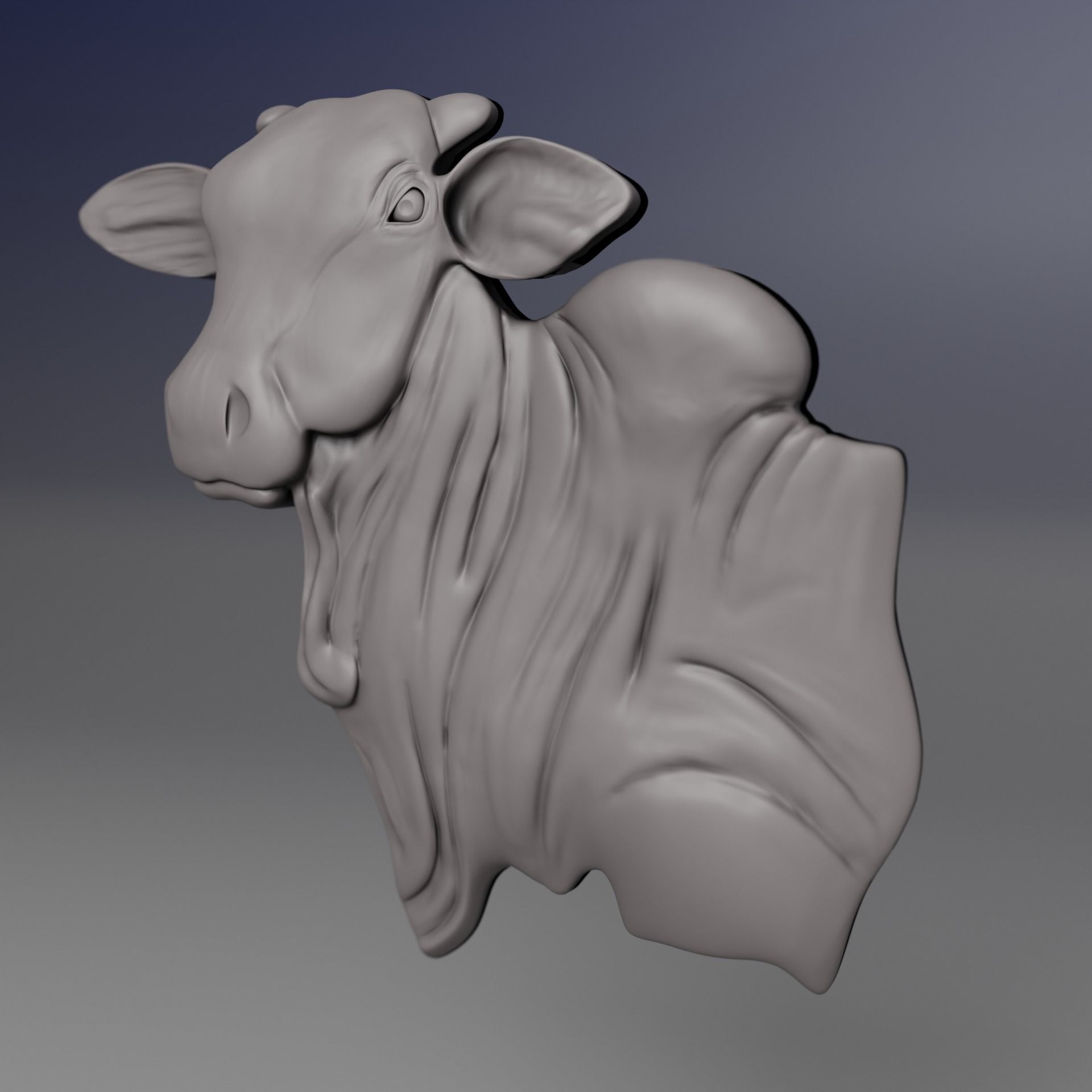 Zebu Nelore Bull 3D relief 3D print model_3