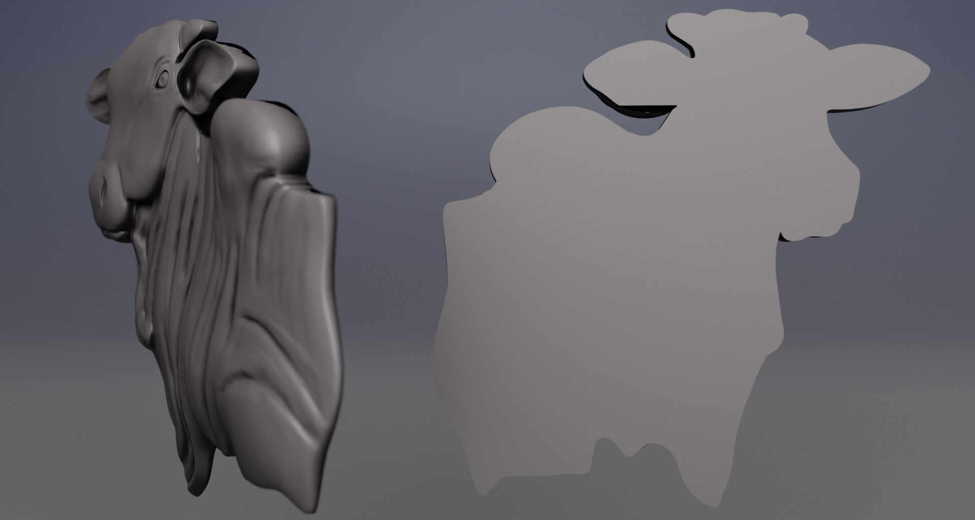 Zebu Nelore Bull 3D relief 3D print model_4