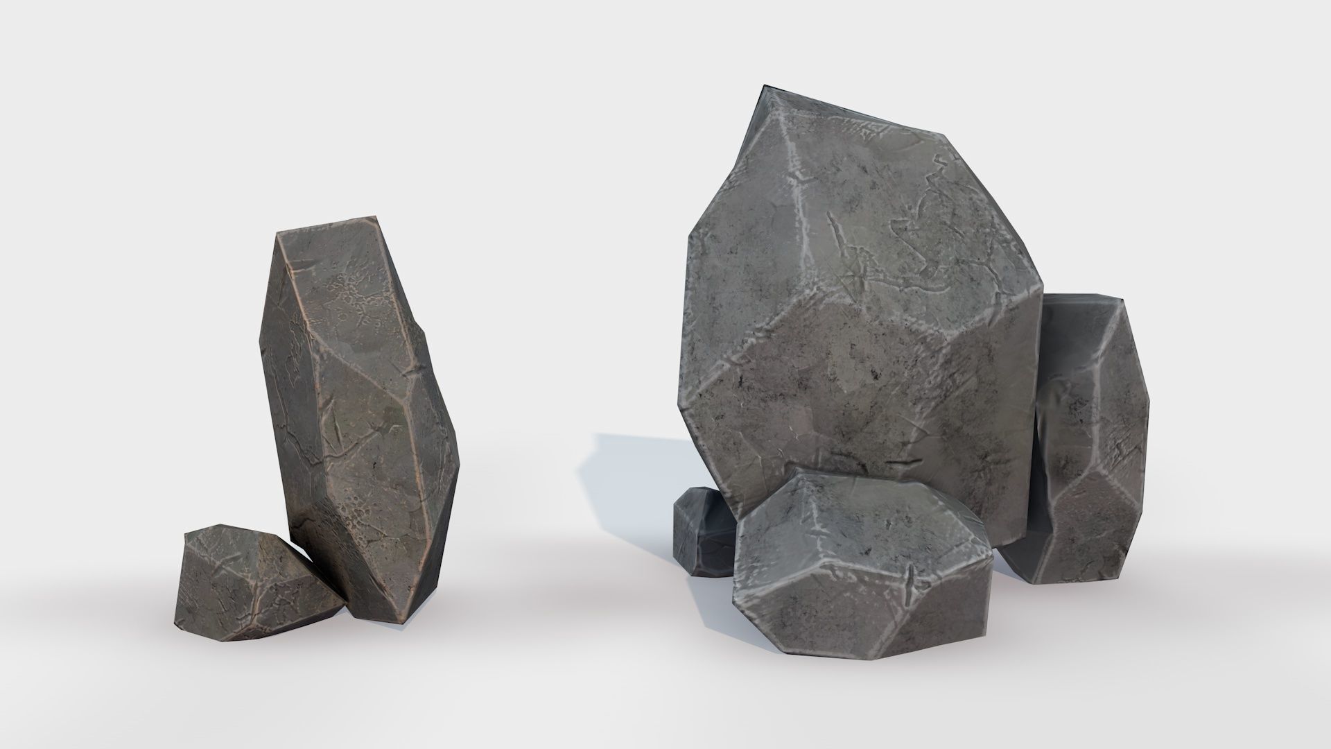 Assets Pack of Stones game ready Low-poly 3D model_3