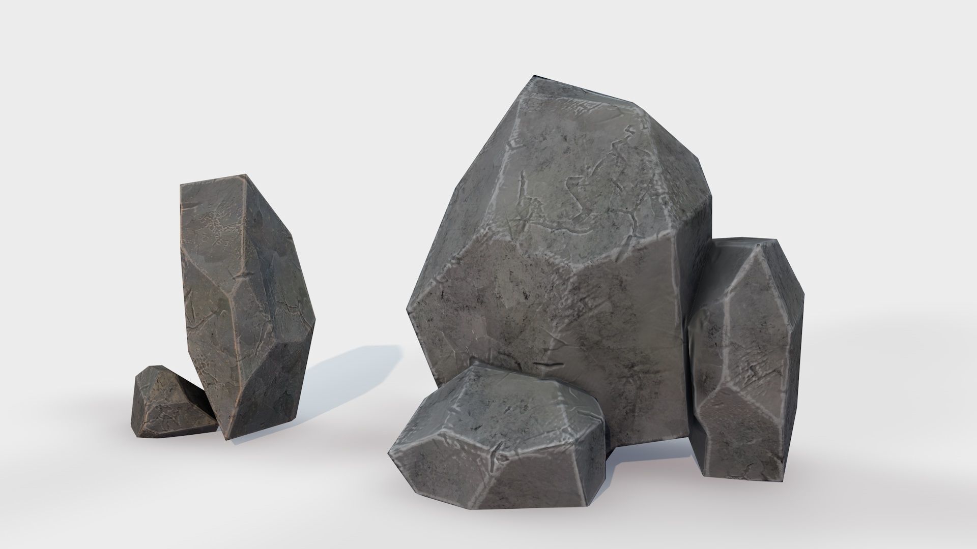 Assets Pack of Stones game ready Low-poly 3D model_5