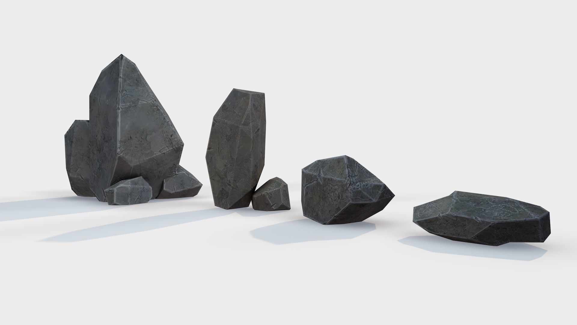 Assets Pack of Stones game ready Low-poly 3D model_12